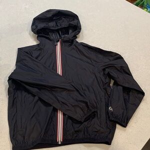 Kids Black Packable Windbreaker with Hood